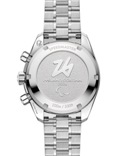 Omega Speedmaster 38 Milano Cortina 2026 Paraolimpiadi 522.30.38.50.04.002 - bracciale e cassa acciaio - quadrante bianco con sfumature azzurre - cronografo e datario - fondello